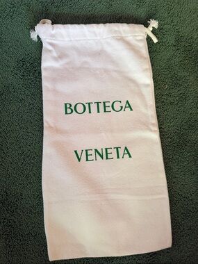 Bottega Veneta White Drawstring Dust Bag with Green Logo